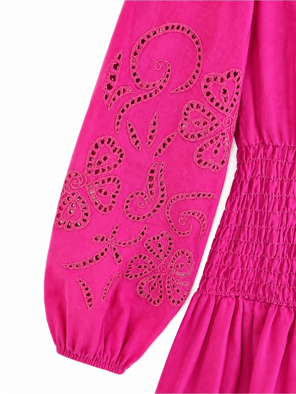 INC International Concepts Magenta Smocked V-Neck Puff Sleeve Dress Size Large - Picture 4 of 11